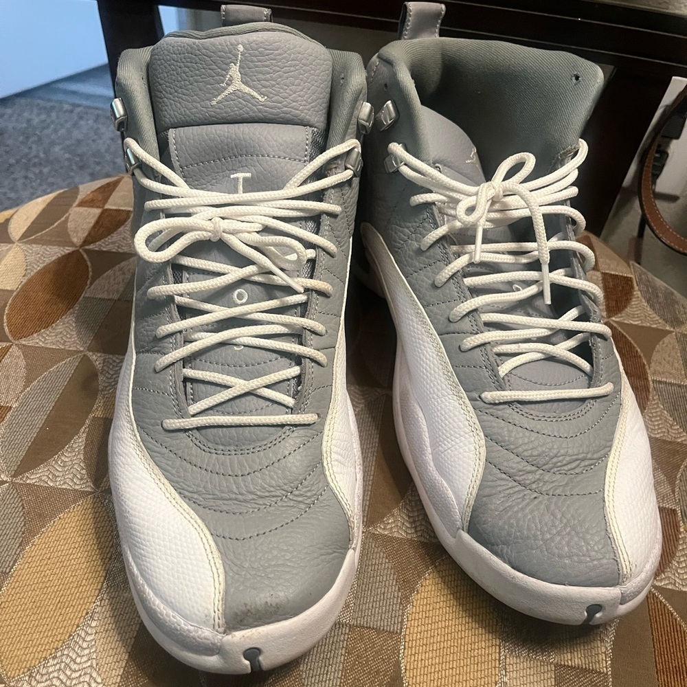Jordan Gray and White High-Top Sneakers